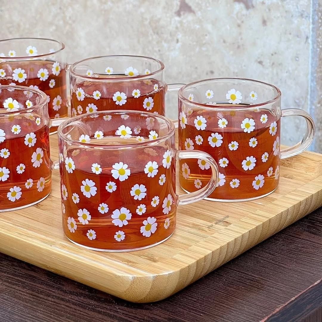 ماگ تک جداره شیشه ای گل بابونه