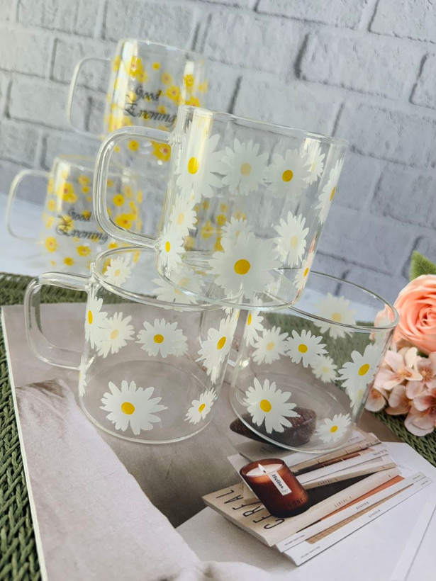 ماگ تک جداره شیشه ای گل بابونه