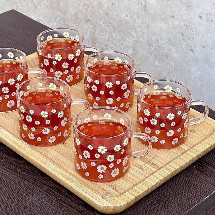ماگ تک جداره شیشه ای گل بابونه