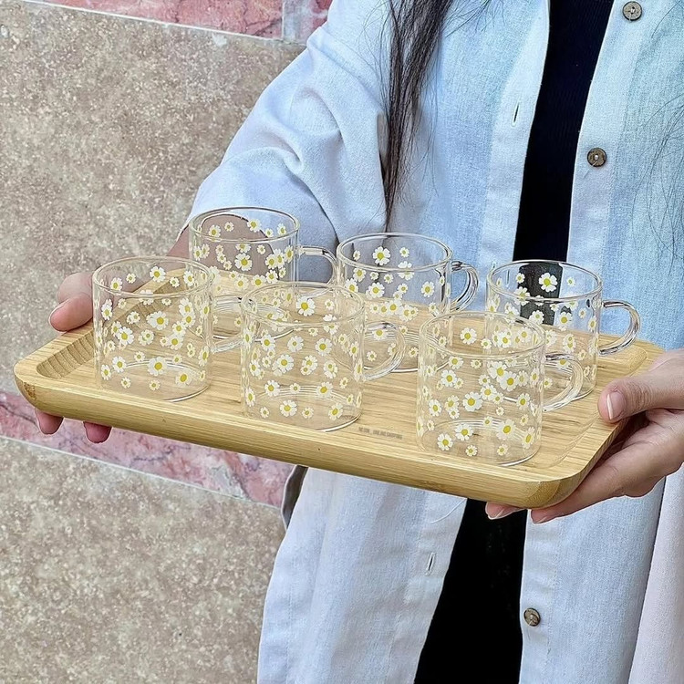 ماگ تک جداره شیشه ای گل بابونه