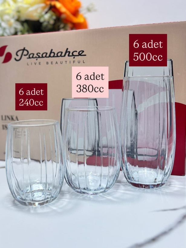 ست ۱۸ پارچه لیوان و نیم لیوان و شات برند PAŞABAHÇE