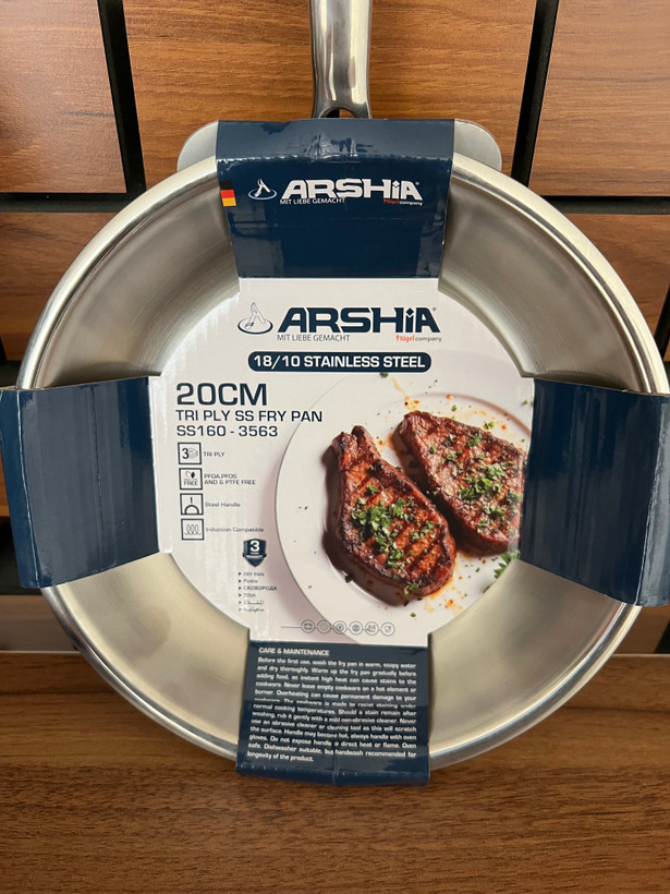 ماهی تابه تک دسته استیل 20 سانتی عرشیا ARSHIA مدل SS16 - 3563