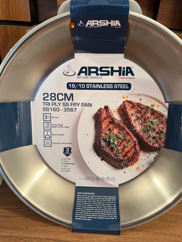 ماهیتابه استیل تکدسته 28 سانتیمتر عرشیا ARSHIA مدل SS160-3567