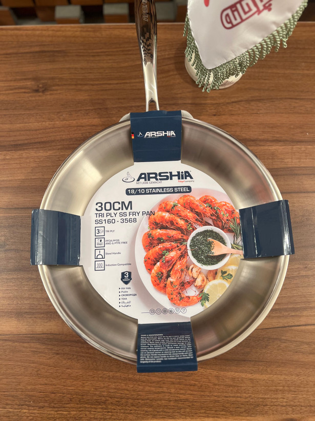 ماهی تابه تک دسته استیل 30 سانتی عرشیا Arshia مدل SS160- 3568