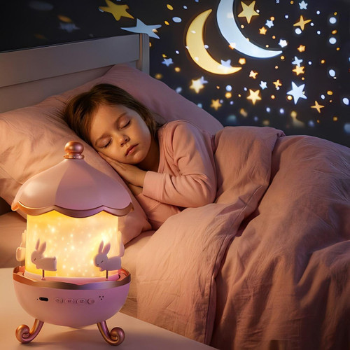 چراغ خواب پروژکتوری خرگوشی مدل WH-E11 با اسپیکر