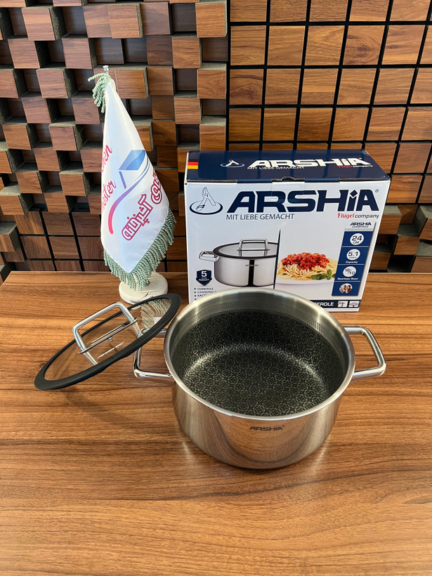 سرویس قابلمه 9 پارچه استیل کف لیزری عرشیا ARSHIA مدل SS050-3543