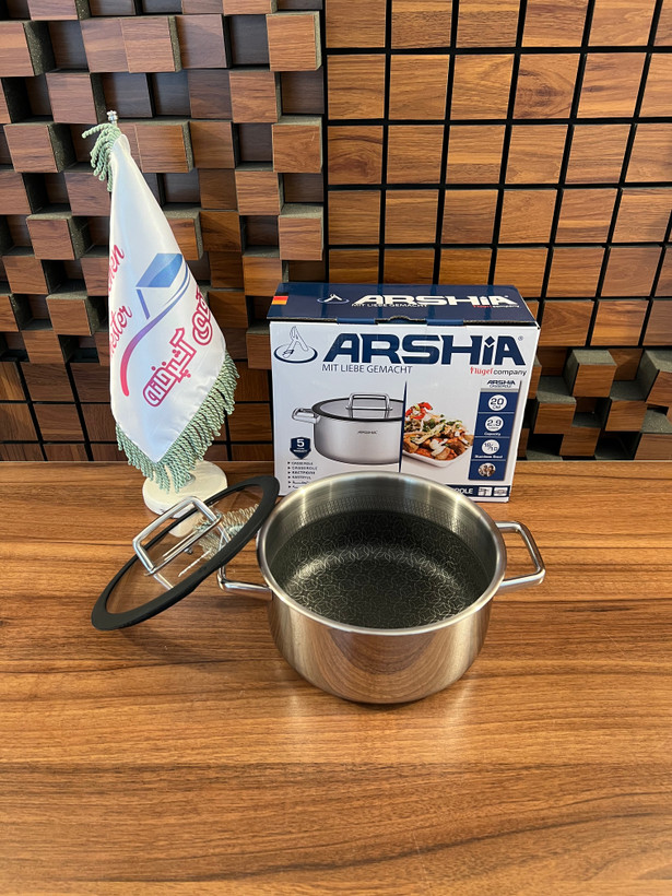 سرویس قابلمه 9 پارچه استیل کف لیزری عرشیا ARSHIA مدل SS050-3543
